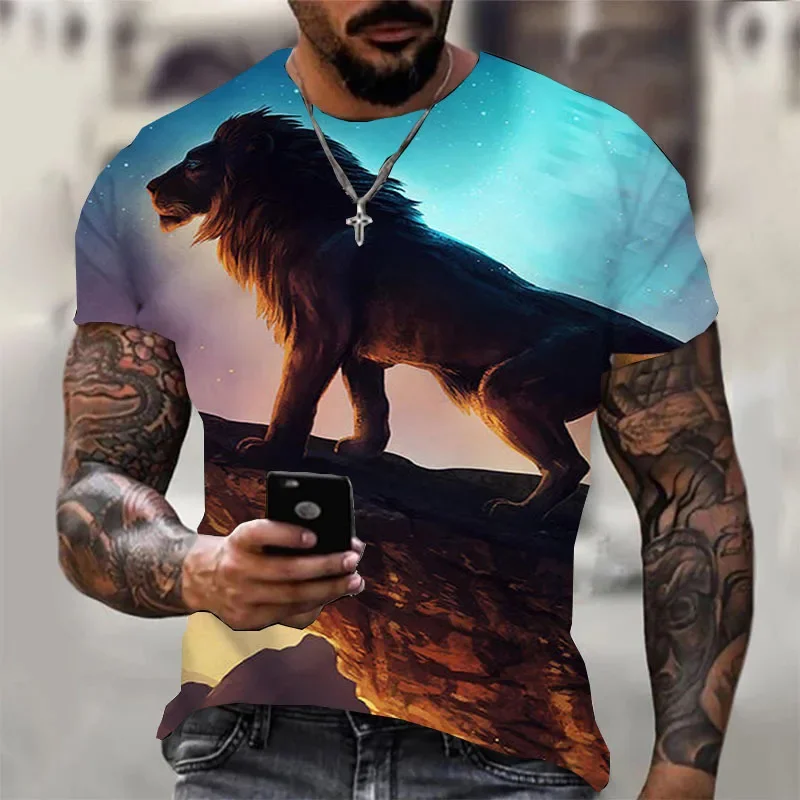 New 3D Print Lion Clothing Fashion Men Women T-shirt Plus Size S-7XL Four Seasons Casual Oversized Streetwear Summer Round Neck