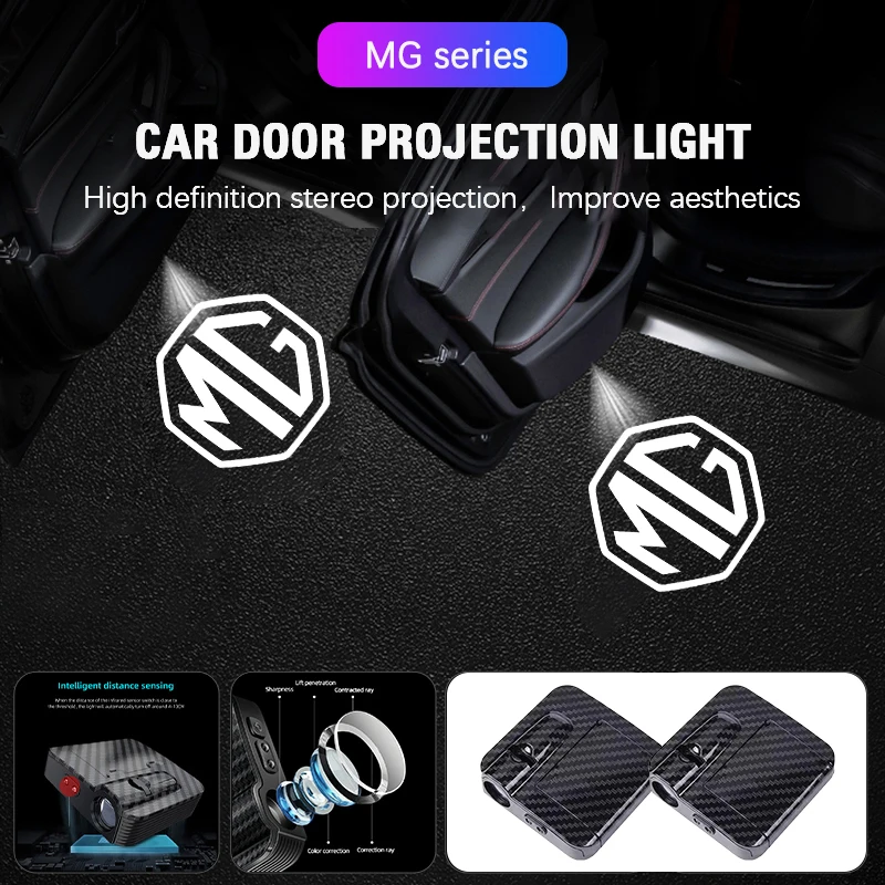 2 قطعة باب السيارة كشاف ضوء LED HD ترحيب ضوء ل MG 4 5 6 7 Cyberster ES5 ONE MG5 العقرب ZS HS MARVEL-R هيكتور EZS MG3 EV #2