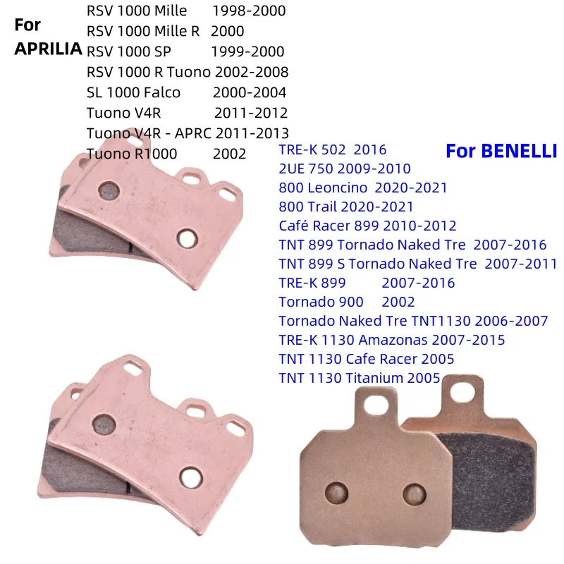 Pastillas de Freno para APRILIA RSV1000 Mille R Tuono V4R BENELLI TRE-K TNT 502 899 1130 Tornado Naked 2UE750 800 Trail Leoncino MOTUSMST