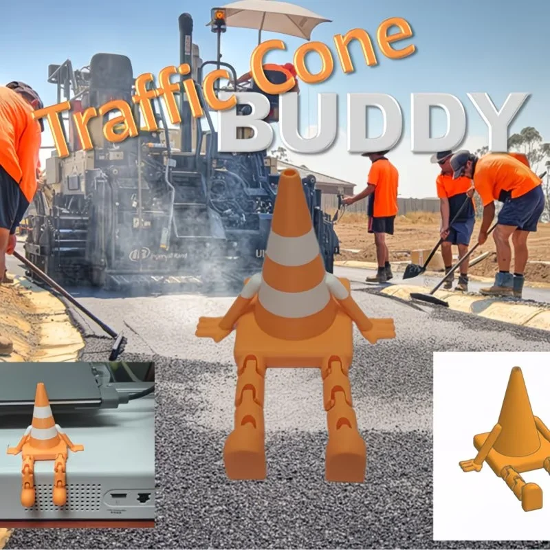 Orange Articulated Desk Decor | Fun Poseable Figurine for Shelf, Office, Car Dashboard & Room