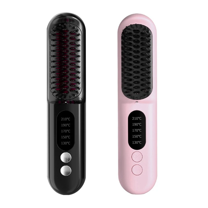 

Wireless Hair Straightener Brush Fast Heated Straightener Brush Negative Ions Hair Curler Portable Heating Comb