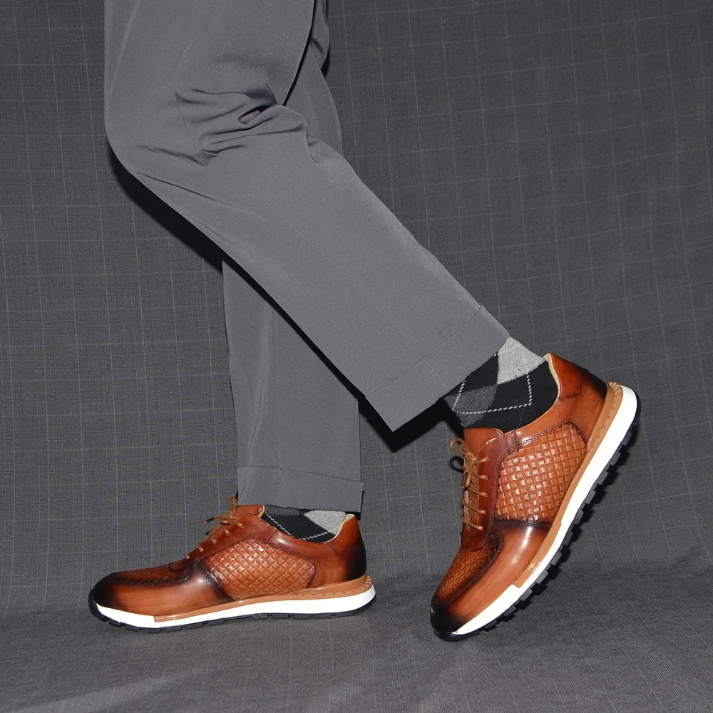 Fashion Men\'s Casual Shoes Genuine Leather Oxford Sneakers Green Black Brown Blue Brand Designer Comfortable Shoes for Men