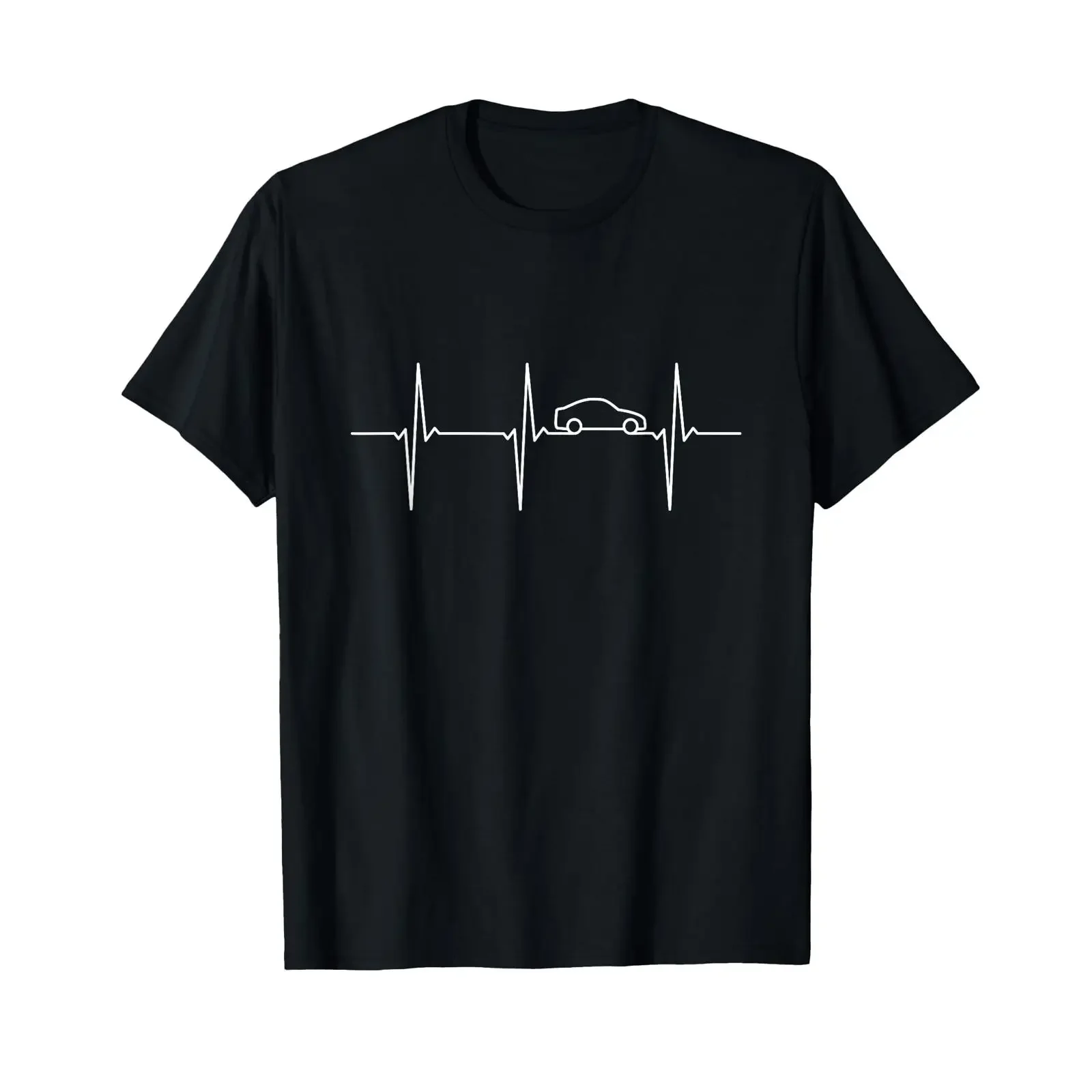 Car ECG Heartbeat Motorist Tuning Pulse Frequency T Shirt black vintage Washed Breathable graphic Top For Everyday Wear Stylish
