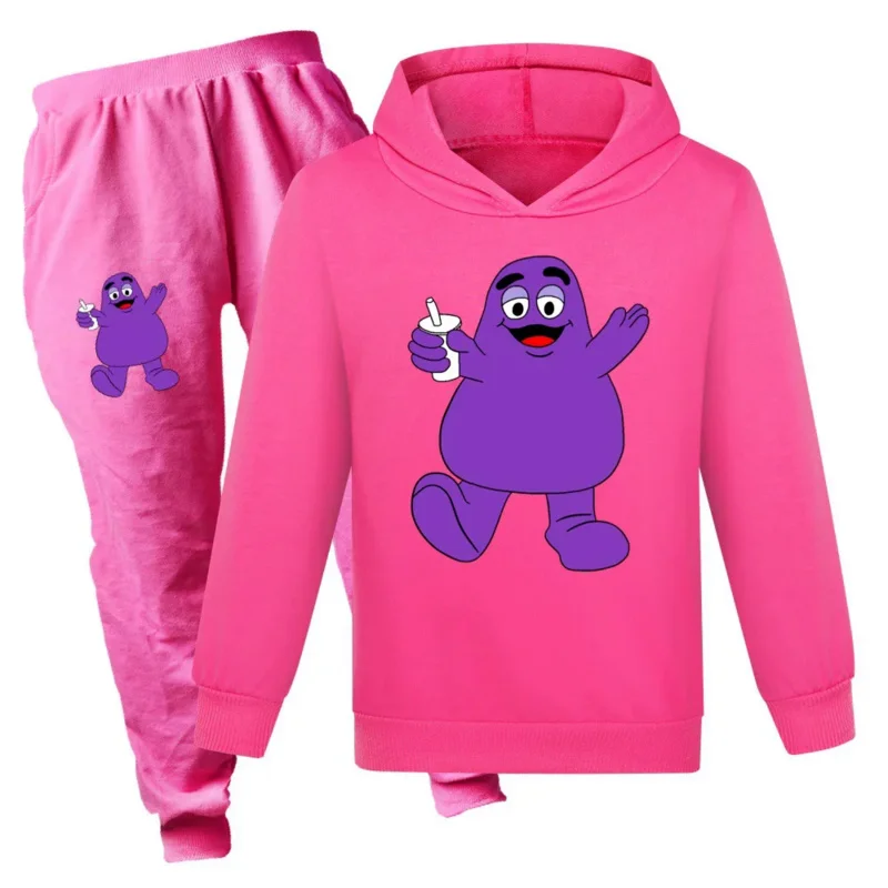 Kids Grimace Shake Hoodie Toddler Girls Didadi Grimace Clothes Hoodies Pants 2Pcs Sets Cute Children Costume Kids Tracksuits