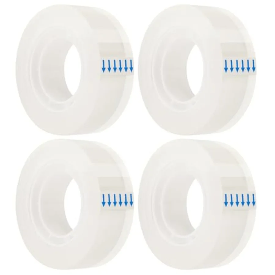 

4 Rolls Transparent Tape Refills, Clear PET Film Tape, Glossy Finish, All-Purpose for Office Home School Use