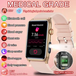 2025 novo para xiaomi ai diagnóstico médico feminino relógio inteligente açúcar no sangue freqüência cardíaca voz bluetooth chamada saúde smartwatch masculino