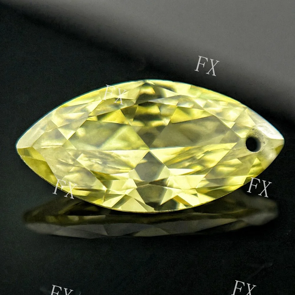 with Single Hole Oive Yellow Marquise Brilliant Cut 5A Loose Cubic Zirconia Stones 4x8~8x16mm CZ Synthetic Gems for DIY Jewelry