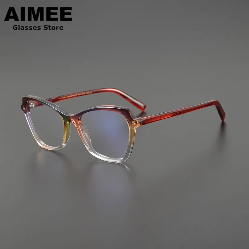 Trade Design Acetate Glasses Frame Men Women Cat Eye Personality Fashion Eyeglasses Myopia Optical Eyewear Anti Blue Light Lens