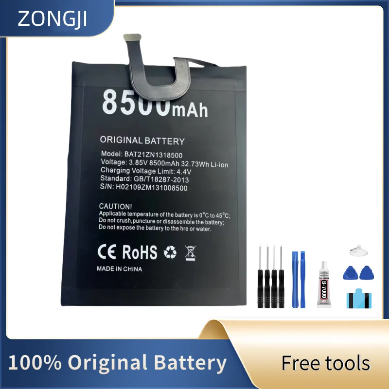 

Новый совместимый аккумулятор ZONGJI для DOOGEE S97 Pro, аккумуляторы BAT21ZN1318500, 8500 мАч + бесплатные инструменты