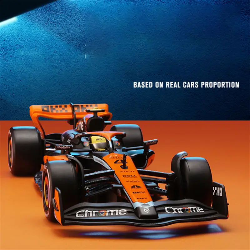 1:24 MCL60 2023 4 #   Lando Norris P2 GP britânico Mclaren F1 # 81 Oscar Piastri Car Diecast Racing Car Modelo Veículos de competição Brinquedo