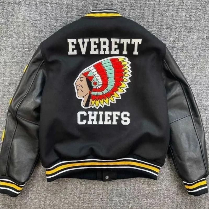 

Бейсбольные куртки-бомберы с вышивкой, мужские куртки-бомберы из искусственной кожи с рукавами, университетские бейсбольные куртки, уличная одежда, весенне-осенняя мужская одежда