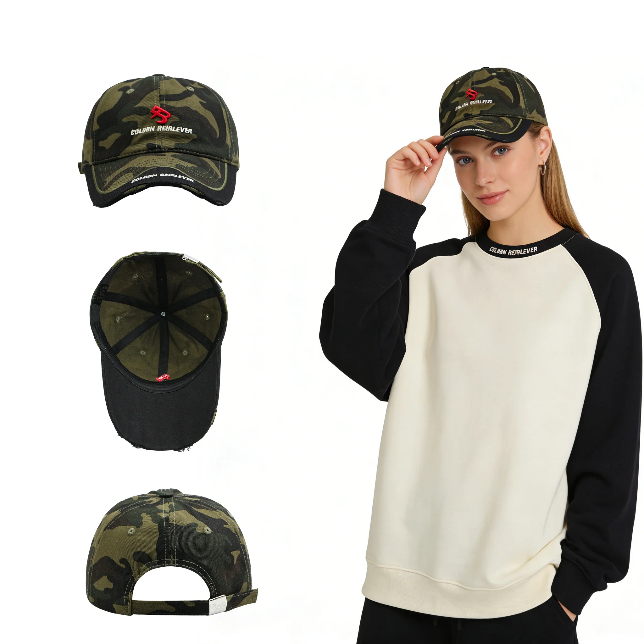 

New Arrival Letter Camouflage Baseball Cap Personalized Street Fashion Trendy Cap Soft Durable Adjustable Sun Hat for Daily Wear