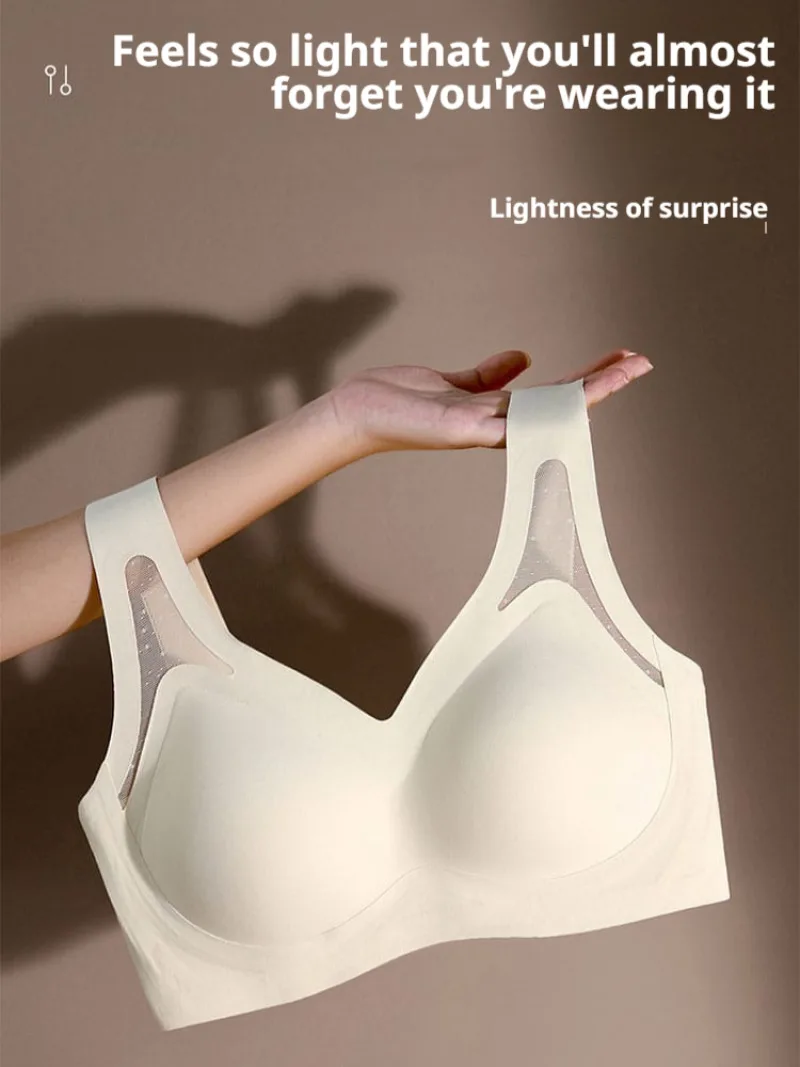 Full-cup seamless women\'s bra Lifting Anti-Sagging Wireless Push-up Bra large breasts show small thin section maternity