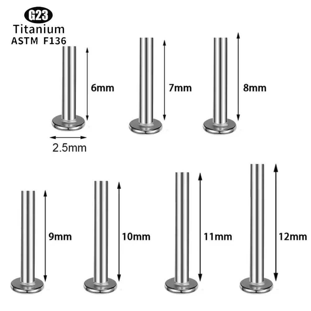 الجملة G23 التيتانيوم ASTM F136 ثقب Labret الشفاه مسمار 16 جرام دفع دبوس مجوهرات للجسم للنساء