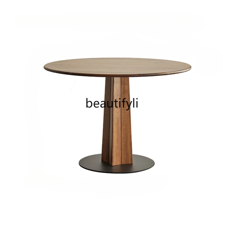 

Solid Wood round Dining Table Thickened Nordic Small Apartment Household Minimalist Leisure Table Retro furniture