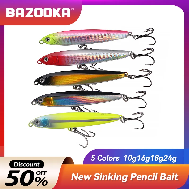 

Bazooka 10g14g16g18g24g Fishing Lure Submerged pencil long throw bobbing light seawater sinking Hard Bait Perch Pike Elopich