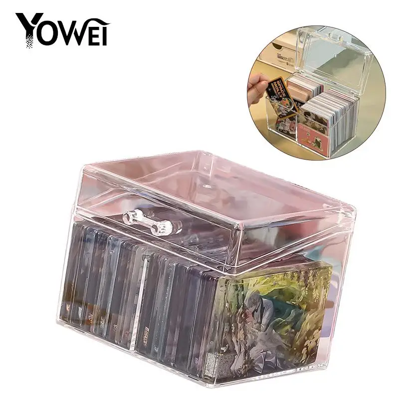 1PCS Dust-proof Durable Rectangular Acrylic Postcard Sticker Storage Box Translucent Packaging Box  Sturdy Jewelry Storage Box