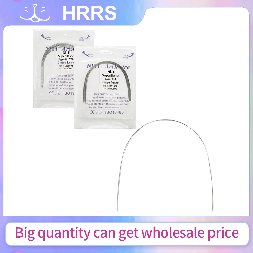 2Packs 20Pcs Orthodontic Dental Niti Wire Super Elastic Niti Arch Wire Oviod/Natural/Square Form(1pack upper and 1pack Lower)