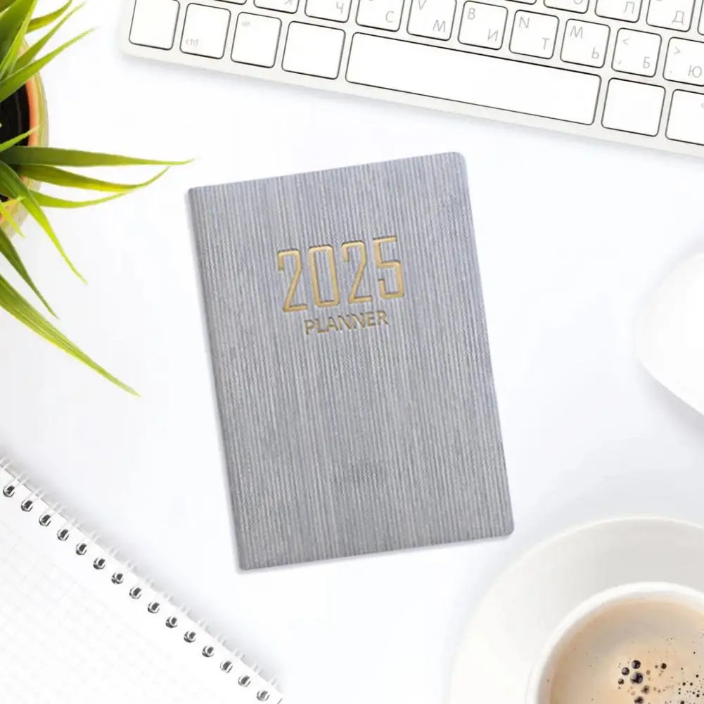 Cuaderno de papel grueso de primera calidad, planificador con cubierta de piel sintética de papel grueso, cuaderno de escritura suave sin tinta, 2025
