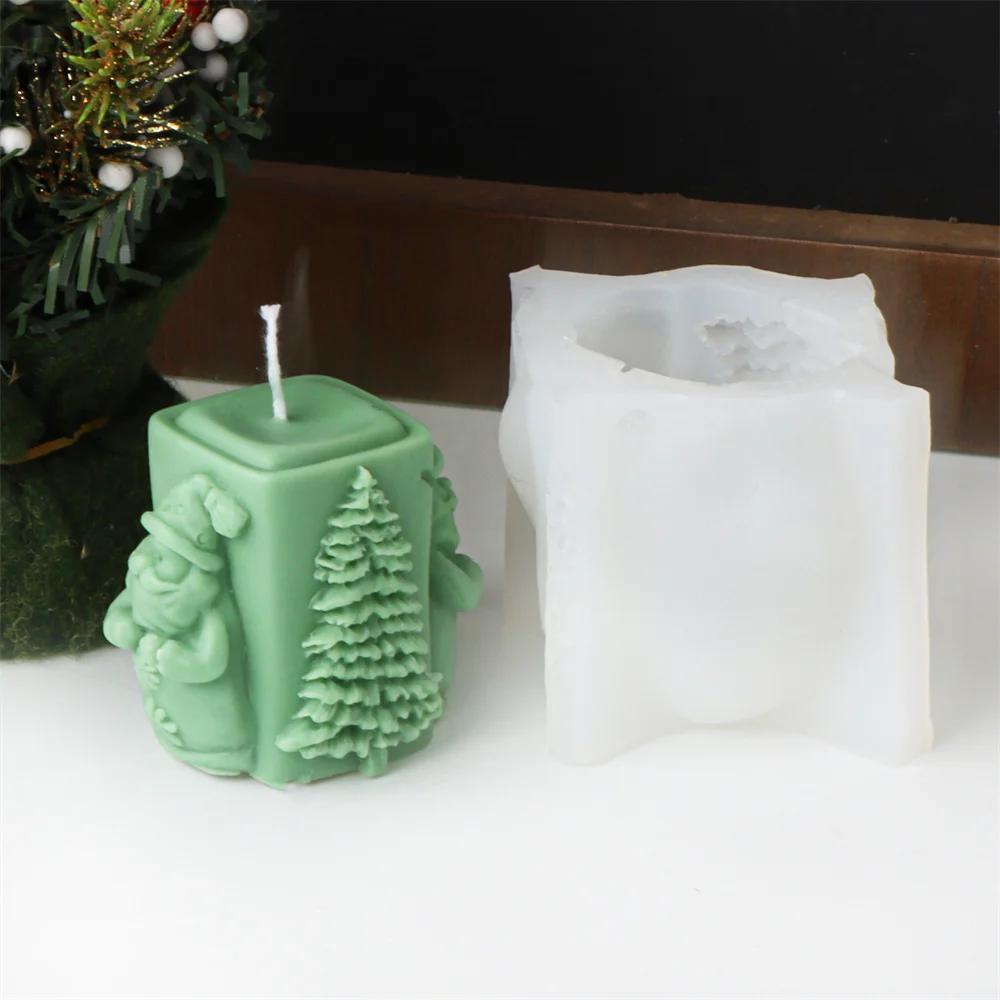 Silicone Candle Santa&Xmas tree Mold DIY Santa&Xmas Tree Pillar Tool Christmas Day Handmade Increase Holiday Happy Atmosphere