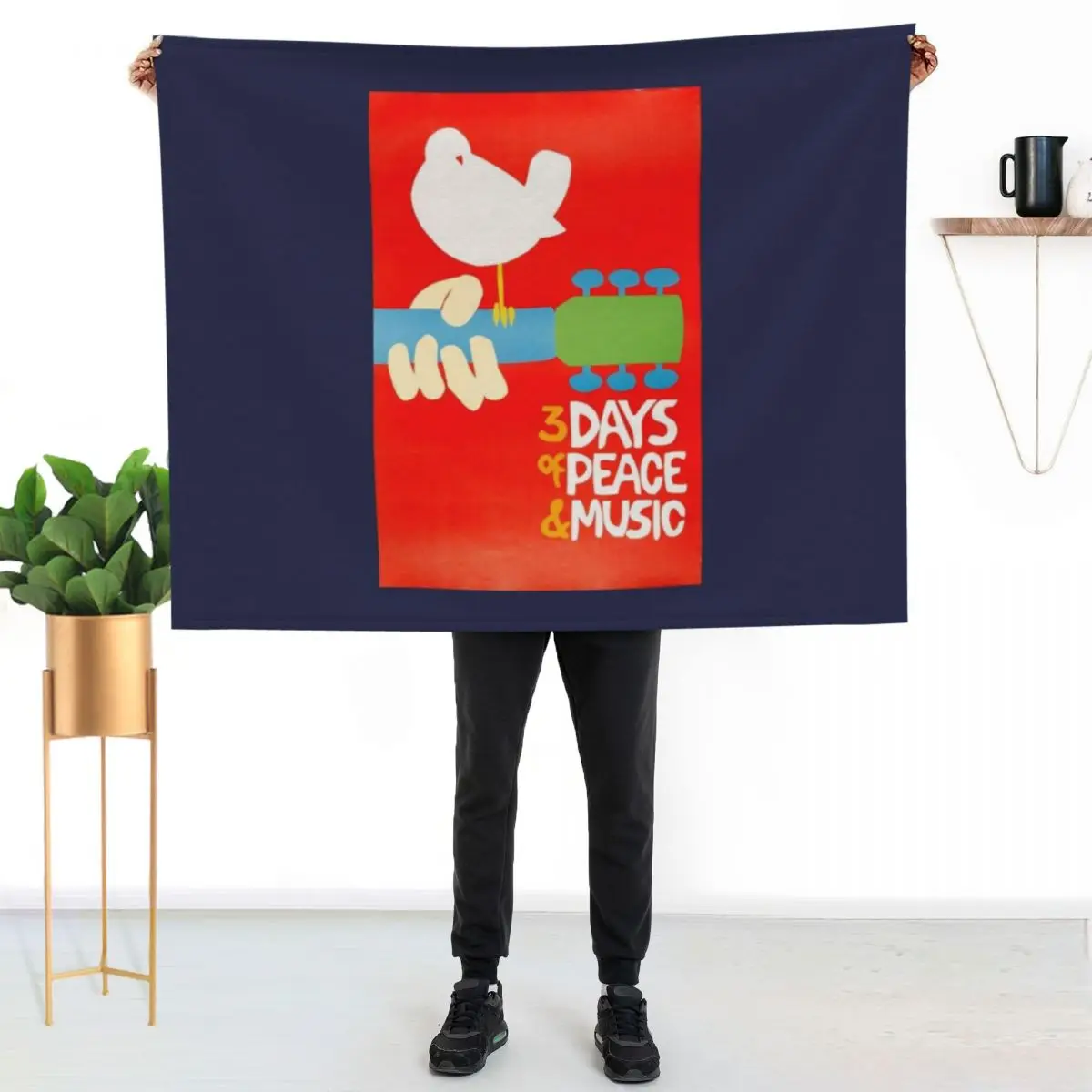 Woodstock Poster 1969 Red Throw Blanket Giant Sofa Softest Beach Blankets For Bed Sofa Quilt Picnic Blankets