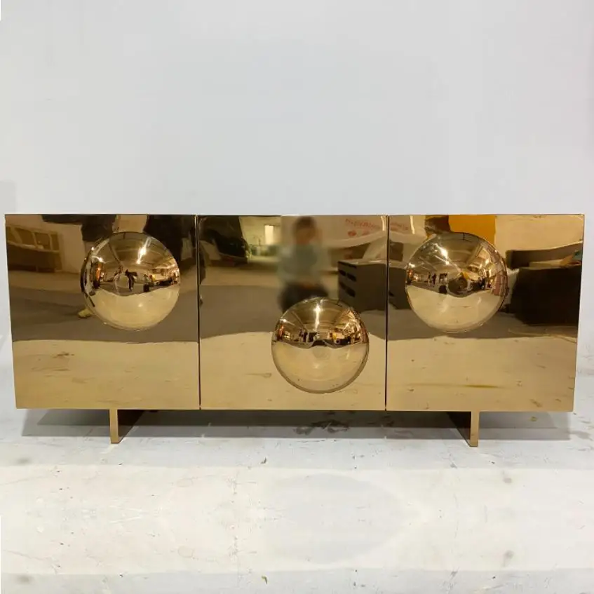 European Style Light Luxury Style Stainless Steel Gold-plated Door Villa Dining Room Side Cabinet Kitchen