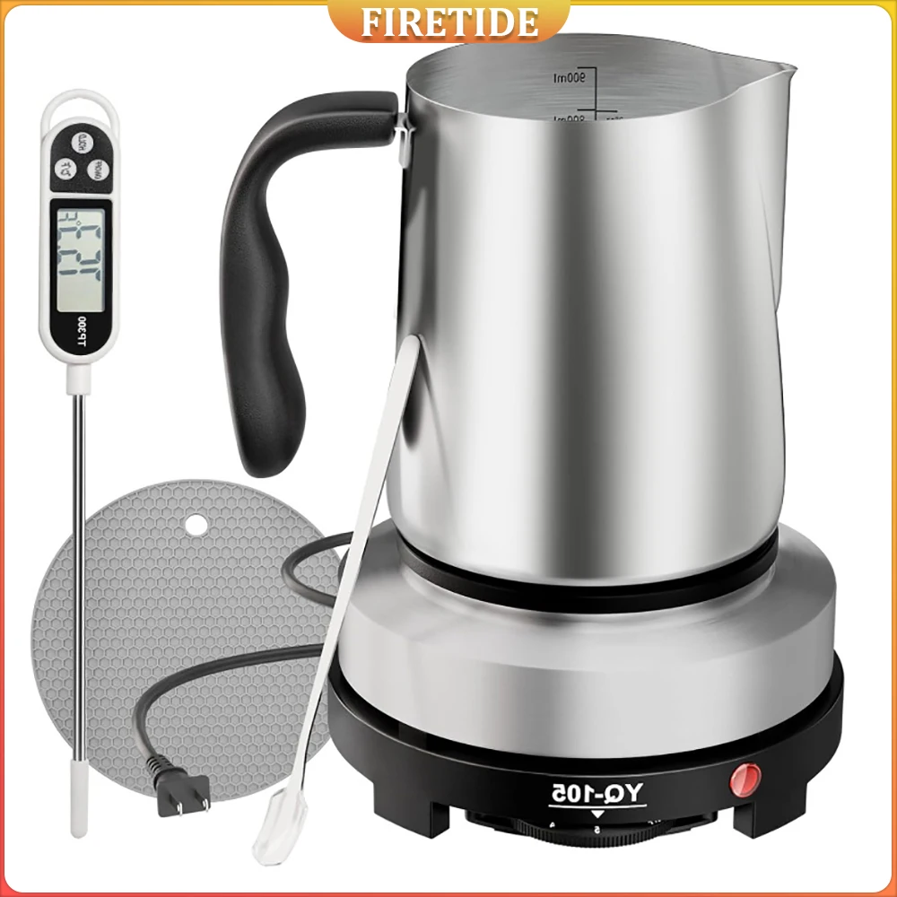 

Изготовление свечей, круглая нагревательная основа, чашка для плавления воска из нержавеющей стали, миксер для воска, противоожоговая подушка, набор для свечей начального уровня