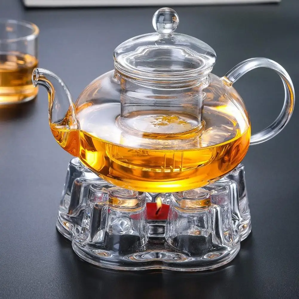 600/800/1000ml Filterable Heat-resistant Thickened Glass Teapot High Borosilicate Glass Flower Tea Pot Heatable Glass Tea Set