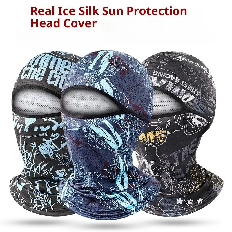 

Men's Balaclavas Hat Summer Cool Ice Silk Cycling Full Face Cap Sun Anti-UV Protection Sports Face Cover Headwear