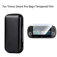 For Trimui Smart Pro 9H Tempered Glass Film+Portable Waterproof Hard Carrying Bag for Trimui Smart Pro Handheld Game Console