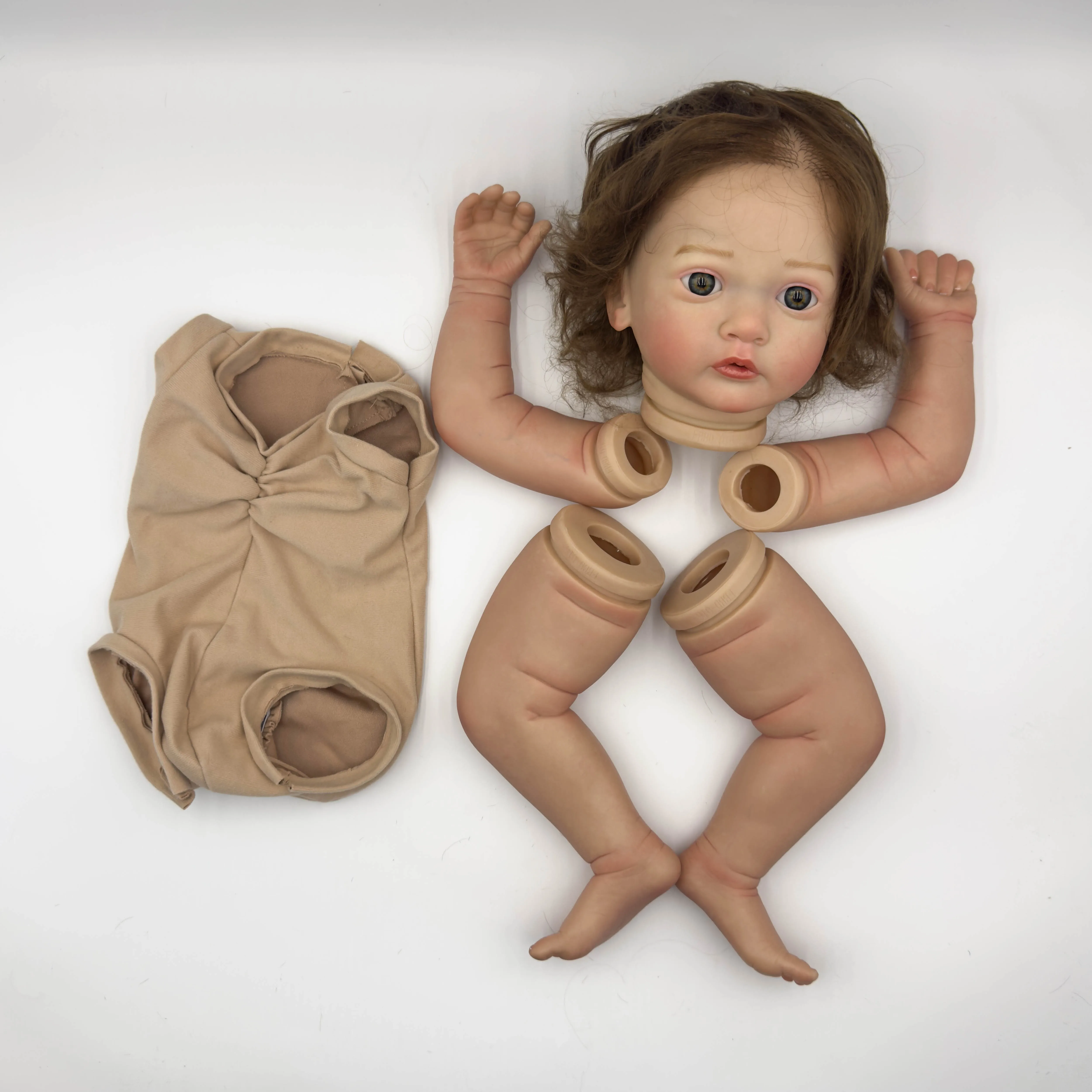 NPK 24 pollici Ayana Kit bambola rinata realistica incompiuta con parti di bambola dipinte con capelli castani ricci per figure da collezione fai da te