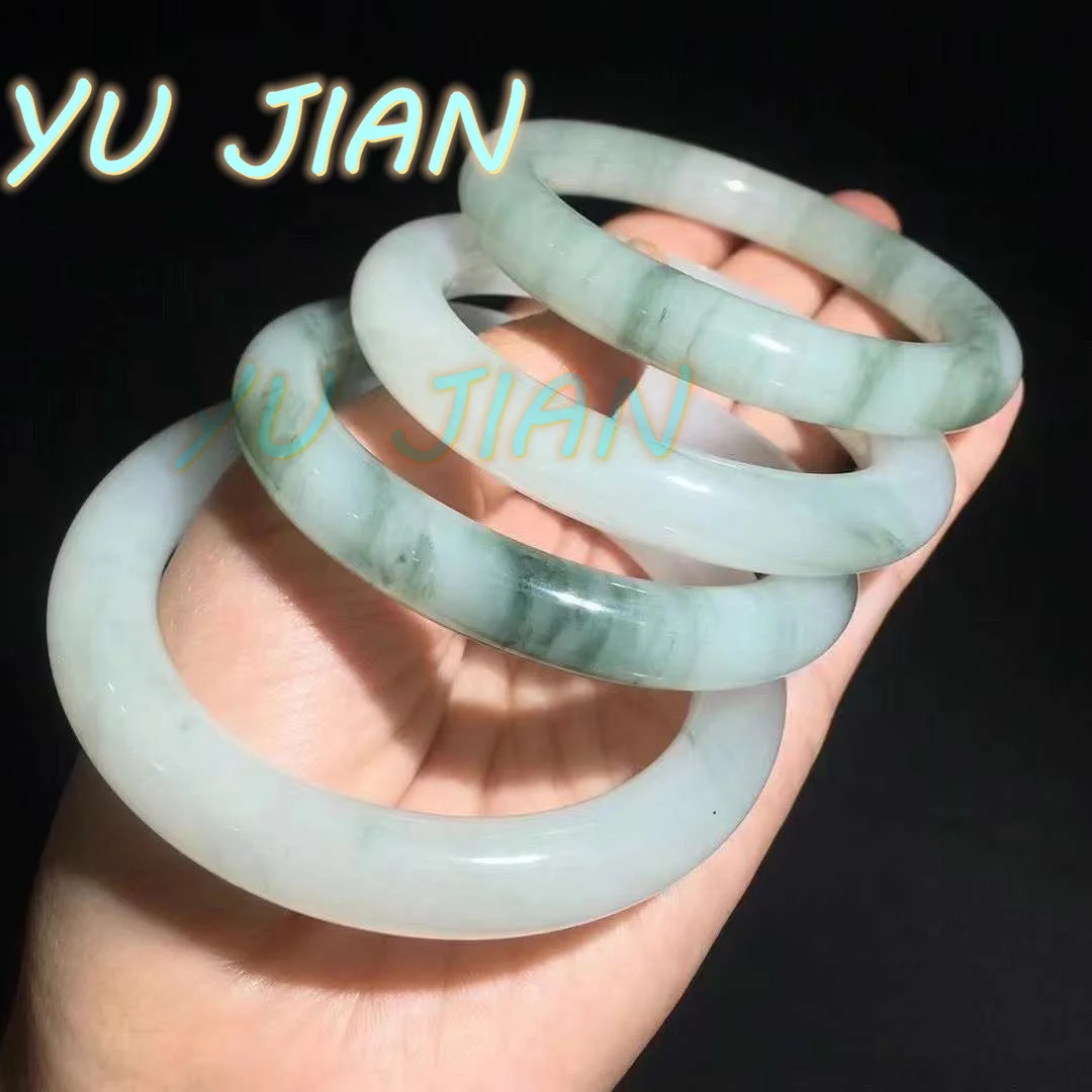 

Новый натуральный тонкий круглый браслет Tianshan Jadeite с оригинальным экологическим рисунком, плавающий зеленый цветок, нефритовый браслет, ювелирные изделия