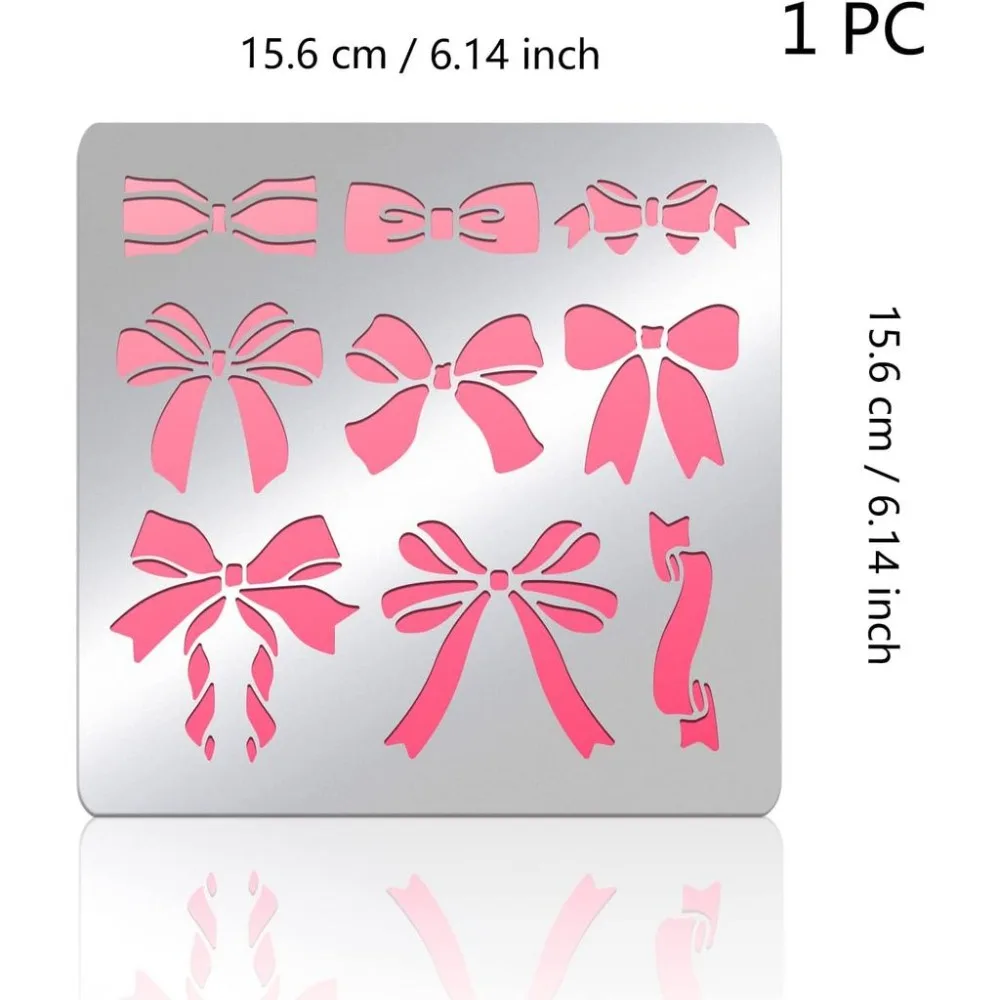 Bowknot Theme Stainless Steel Stencil Template 6x6 Inch Ribbon Metal Journal Stencils Templates for Burning Pyrography Drawing