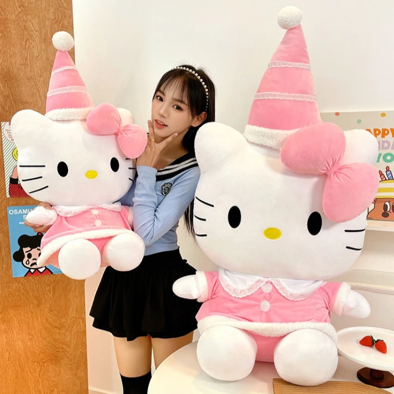 

Большая плюшевая игрушка Hello Kitty Sanrio 50/70 см, мягкая игрушка-сквиш, мультяшный персонаж, украшение, детский подарок на день рождения