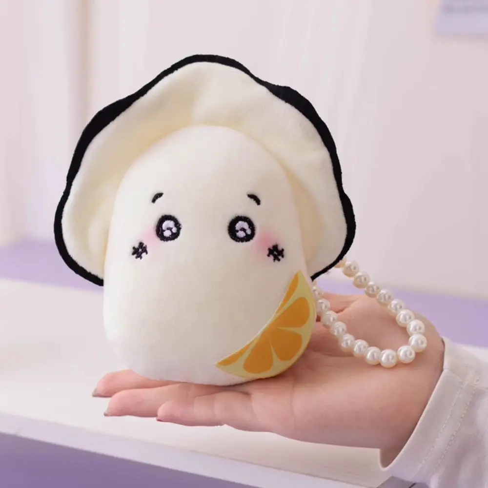 Miękki pluszowy breloczek z ostrygą, łańcuszkiem z pereł, rozmiar 10 cm, zawieszka z ostrygą, lalka symulacyjna, uroczy design, pluszowa zawieszka z ostrygą.