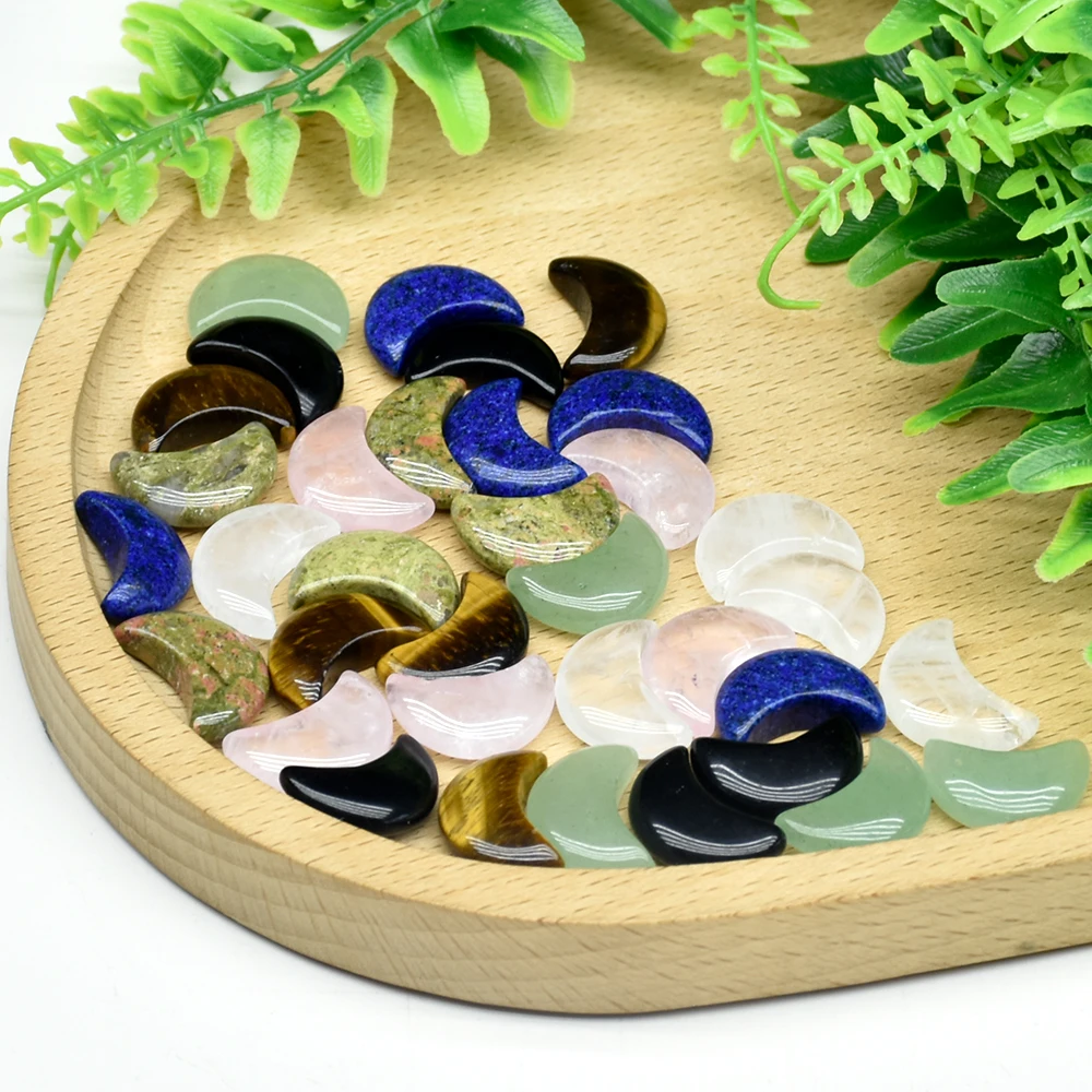 3/5/7Pcs Moon Statue Natural Crystal Stone Meditation Healing Reiki Gem Gift Collection Home Decoration Ornament 15mm