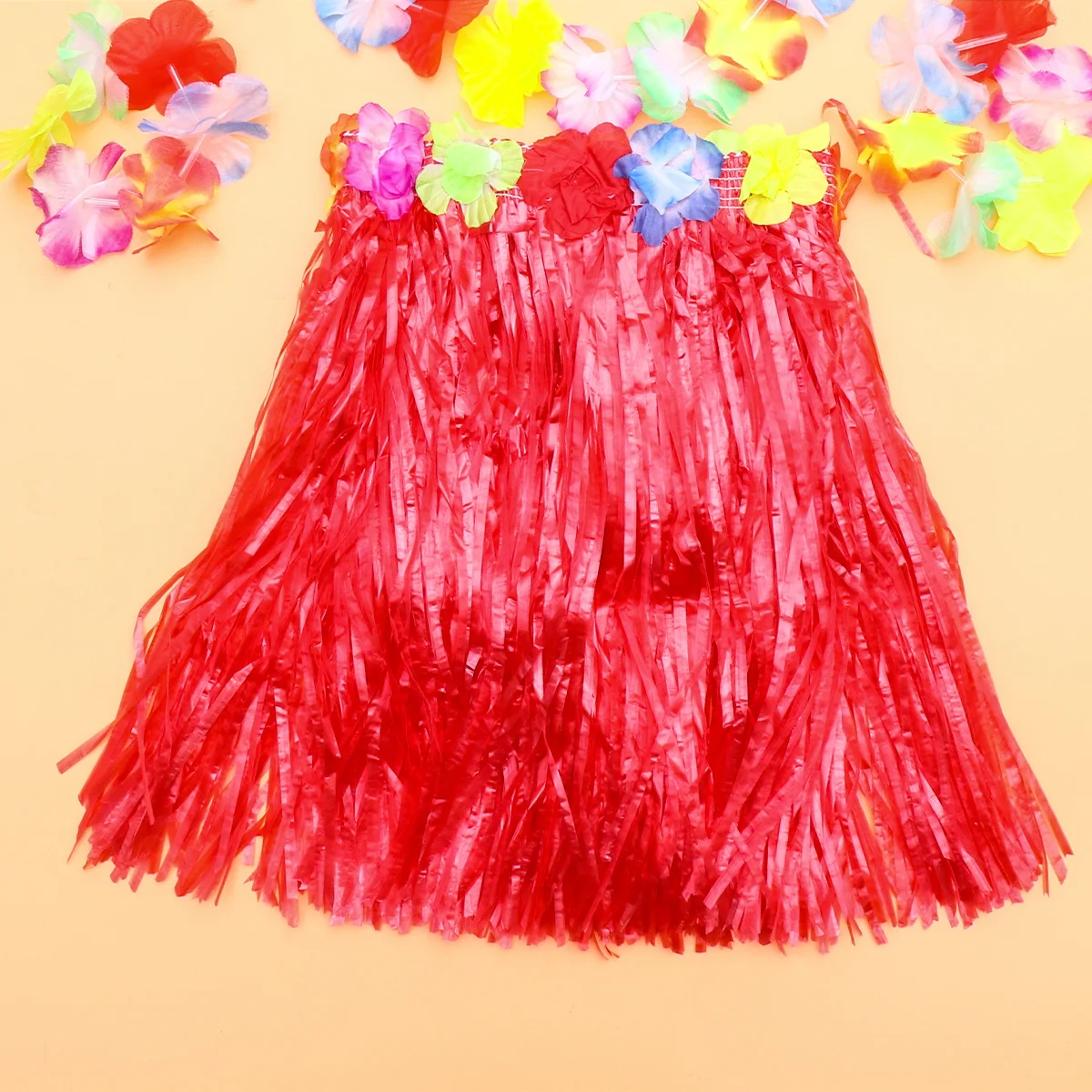 Conjunto de saia havaiana com cocar de flores, pulseiras, pingente, fantasia luau para festa na praia, celebração tropical, dança