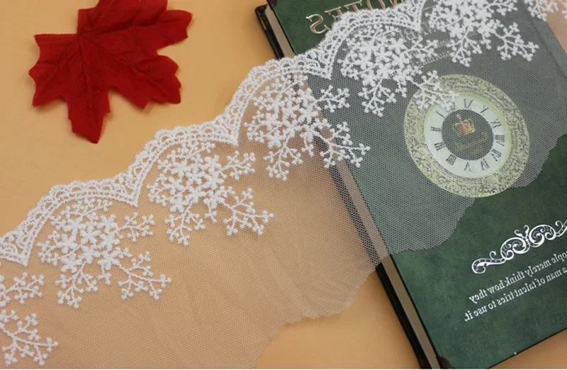 Beige White Black Embroidery Lace Trim, 11cm Width