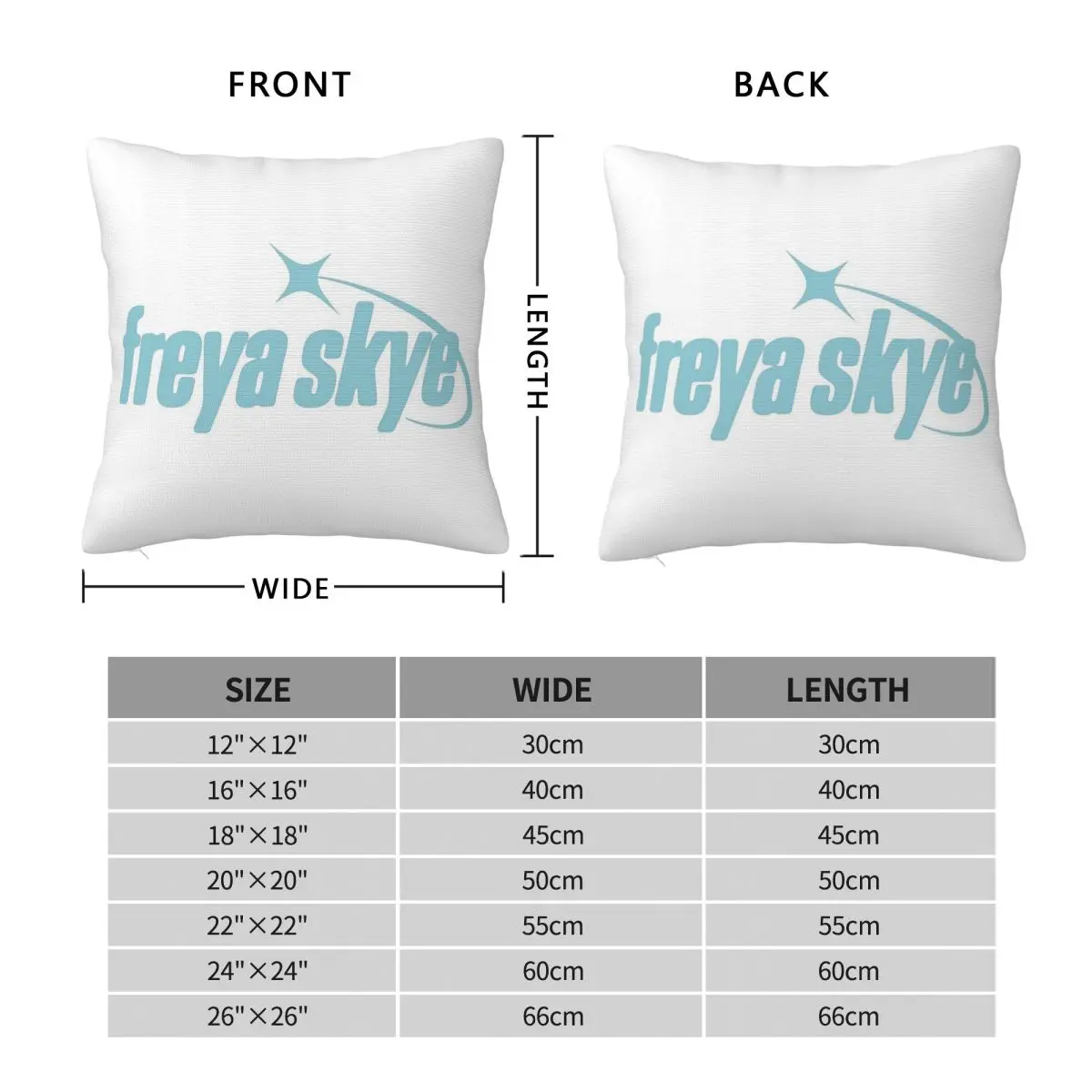 Freya Skye Logo Square Pillowcase Polyester Linen Velvet Printed Zip Decorative Room Cushion Cover