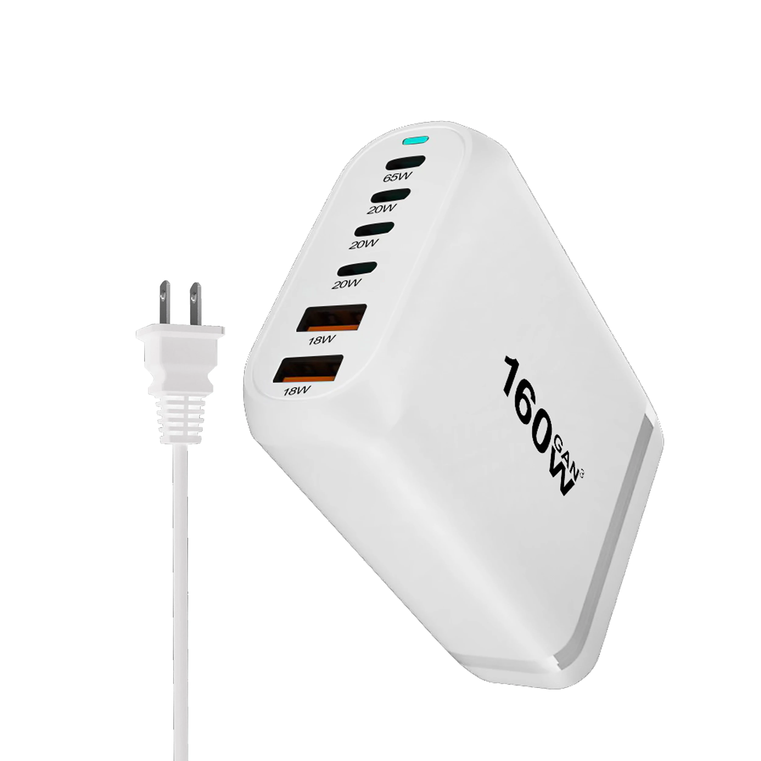 160W Gan Fast Charge 3.0 USB Type C Fast Charger Mobile 6-port USB Type C PD Charger  Convenient To Carry Tablet Charger