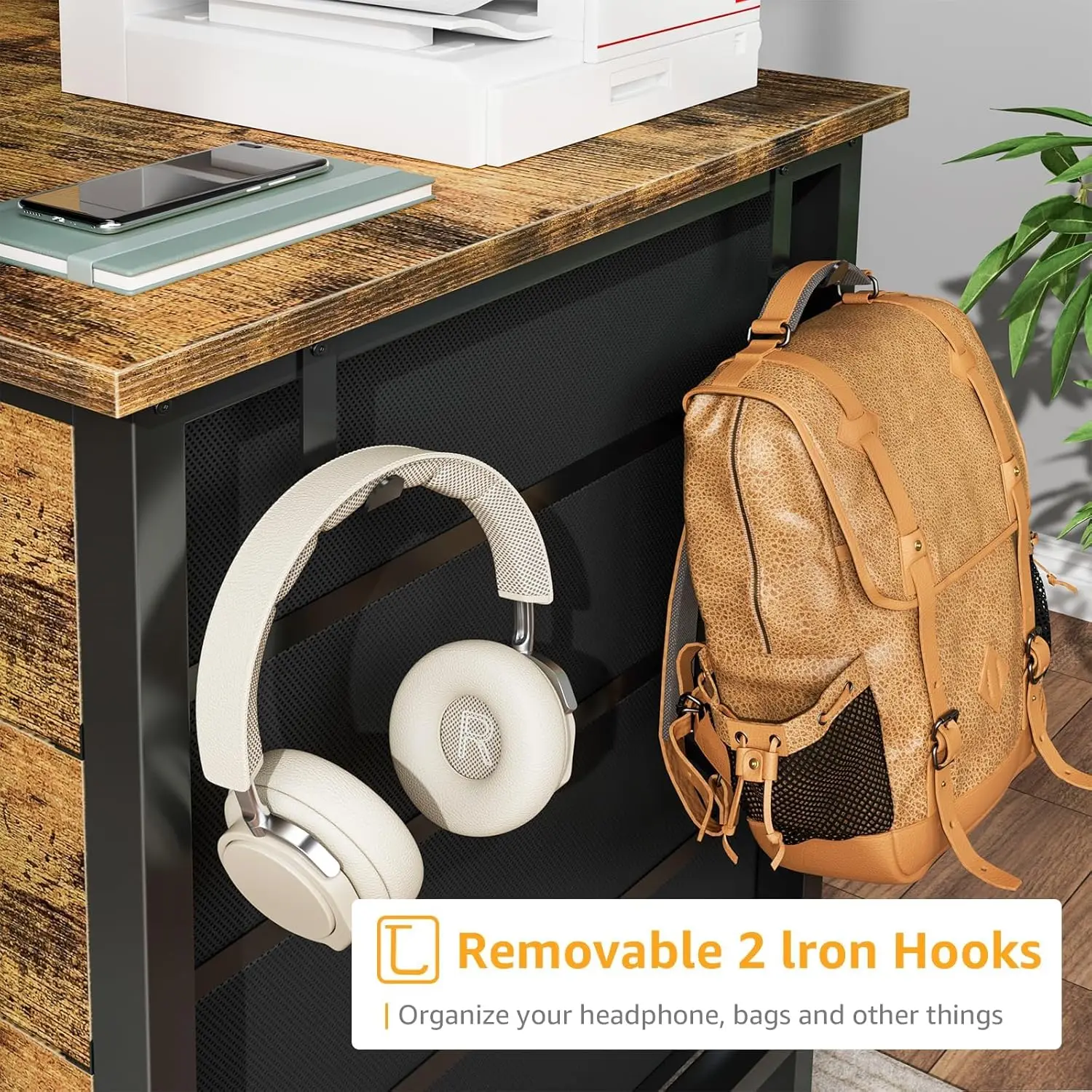 55 Inch Home Office Desk with 8 Fabric Drawers - Computer Study Work Desk for Bedroom, Gaming, Students