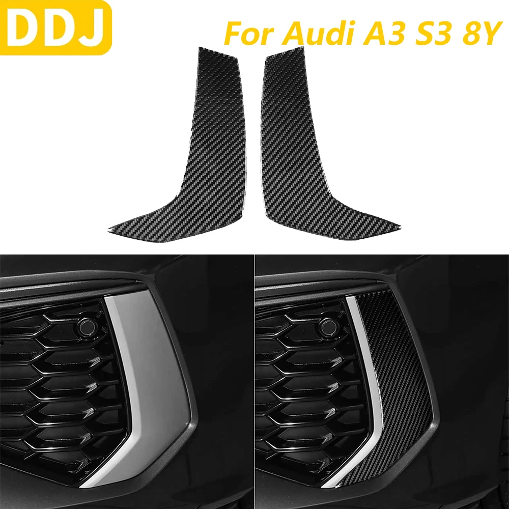 

Для Audi A3 S3 8Y 2021-2025 передний бампер из углеродного волокна, спойлер, крышка впускной панели, декоративные автомобильные аксессуары, декоративная наклейка