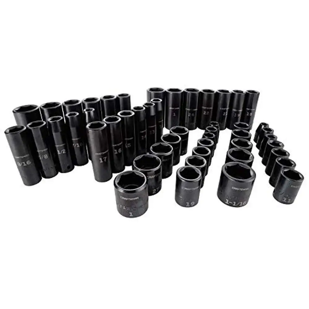 48-Piece SAE Impact Socket Set Corrosion Resistant Large Markings ASME Specifications Torx Drive System