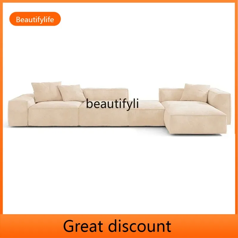 

A485 Tofu block sofa wabi silent wind matte cloth sofa one-word straight corner sofa home silent wind