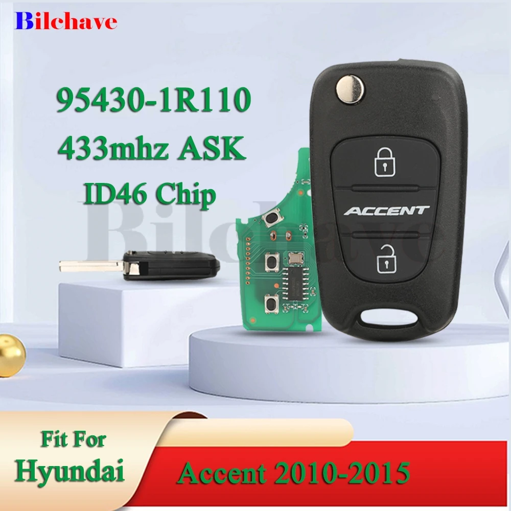 

Jingyuqin 95430-1R110 433 МГц ASK ID46 чип откидной автомобильный дистанционный ключ 3 кнопки для Hyundai Accent 2010-2015 складной брелок управления RKE-4A01