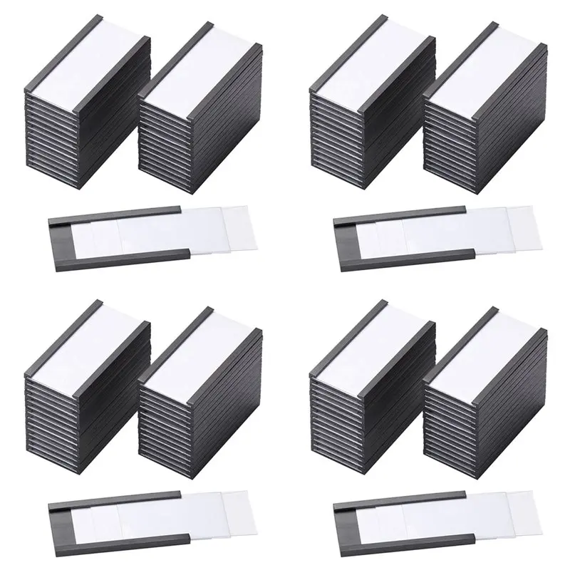 

【FAMILY GATHERING】400Pcs Magnetic Label Holders With Magnetic Data Card Holders With Clear Plastic Protectors For Metal Shelf (1