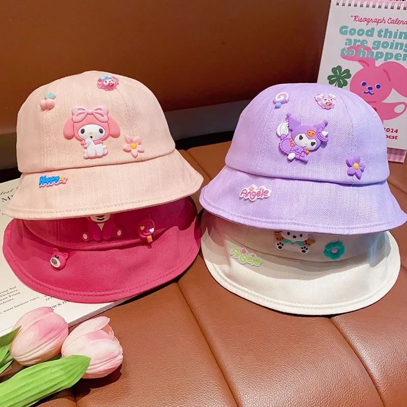 

Sanrio Kuromi Fisherman Hat Cute Cartoon My Melody Pochacco Fashion Versatile Sunscreen Hat Charm Kawaii Holiday Gifts