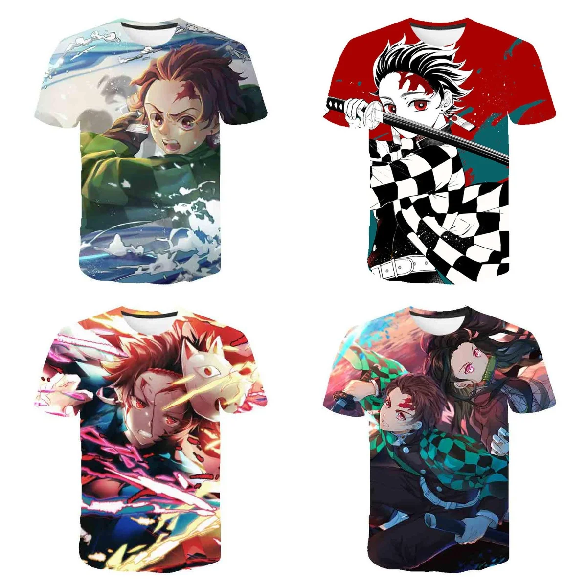 Demon Slayer T-Shirt Tanjiro Kamado Nezuko Cosplay Short Sleeve Men's T Shirt 2024 Summer Anime Manga Tops Casual Men Clothing