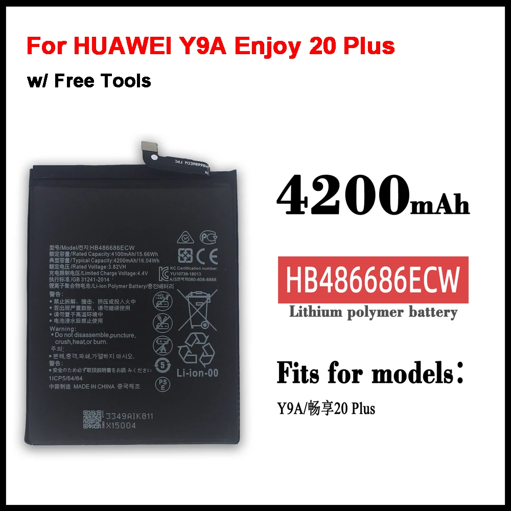 Replacement battery for HUAWEI Y9A Enjoy 20 Plus HB486686ECW mobile phone batteries