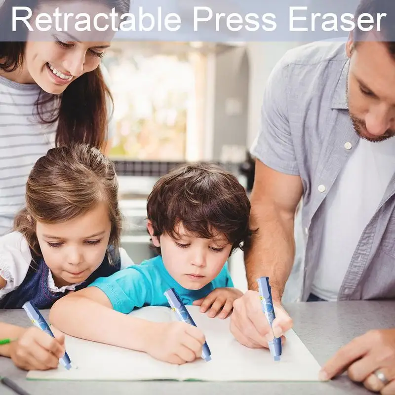 Press Eraser Cute Pencil Creative Stationery Retractable Erasers For Kids Rubber Stick Eraser Click Eraser Various Color